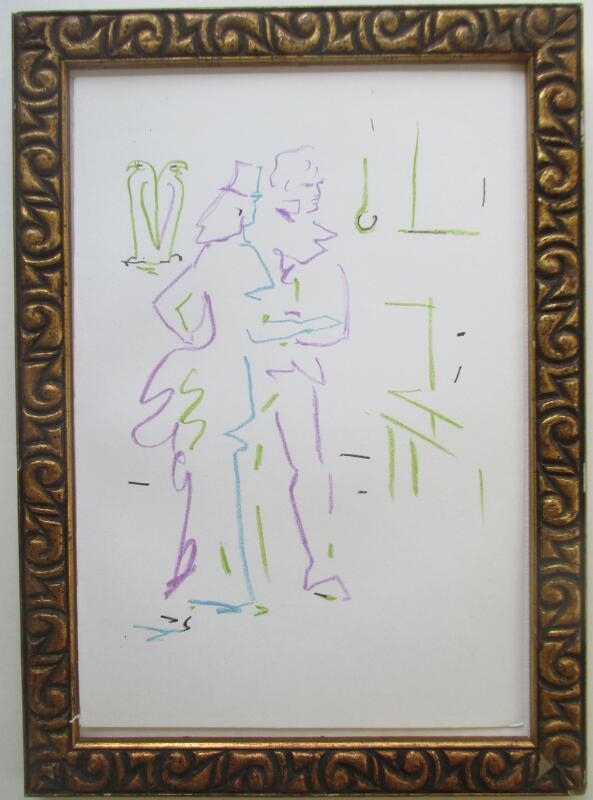 Lithographie Jean Cocteau 'Aigle Bleu' Mourlot - Dimensions 50x65 Cm - Œuvre D'art Sur Papier