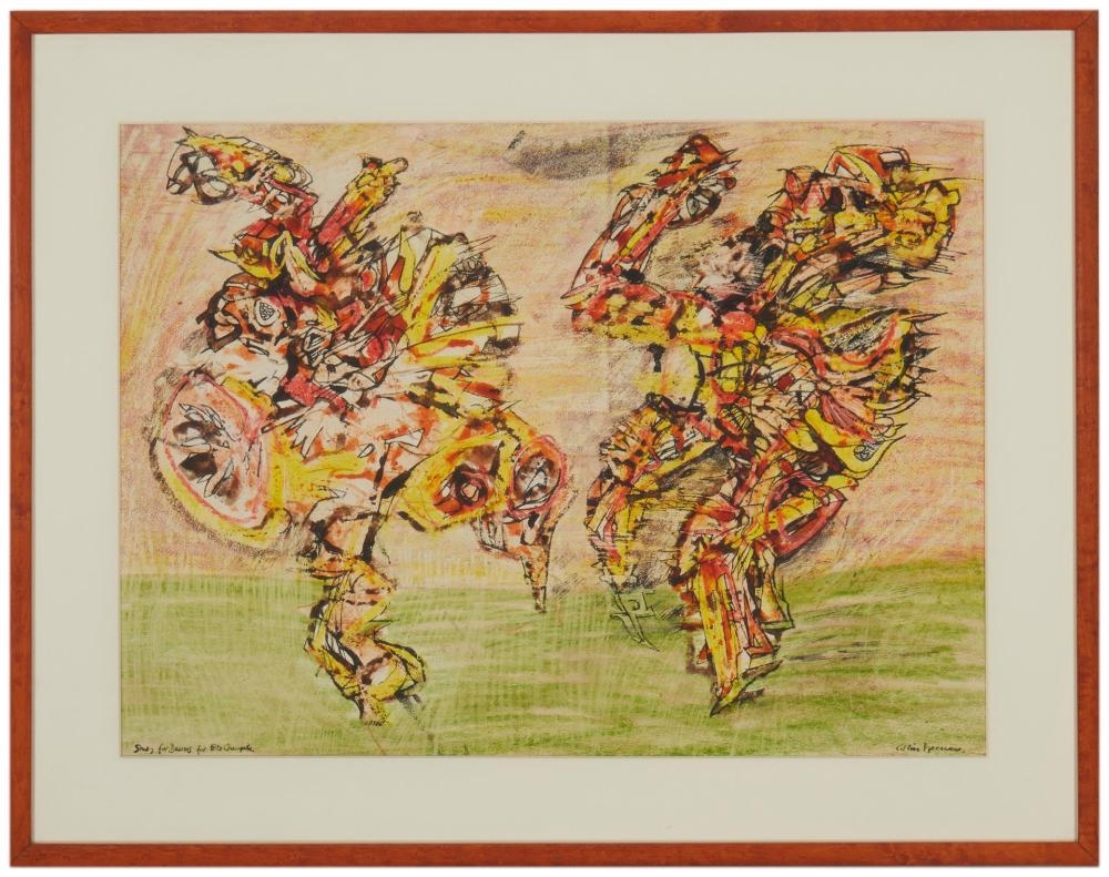 Artwork by Colin Spencer, "Study for Dancers for... [illegible],", Made of Mixed media on paper under glass
