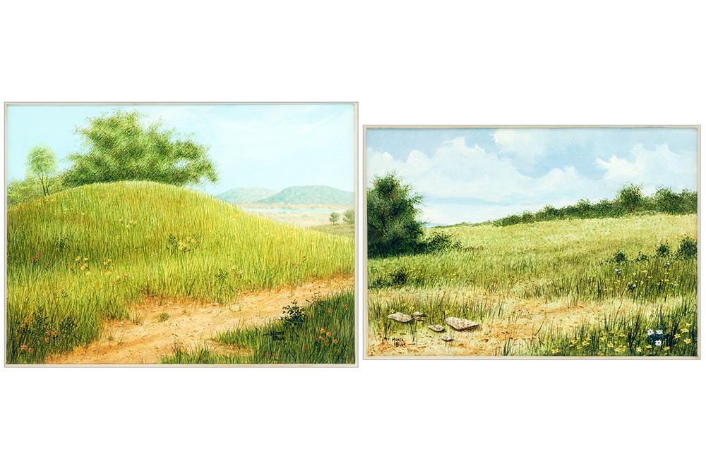 Artwork by Monte Blue, Two Landscapes, Made of oil on board