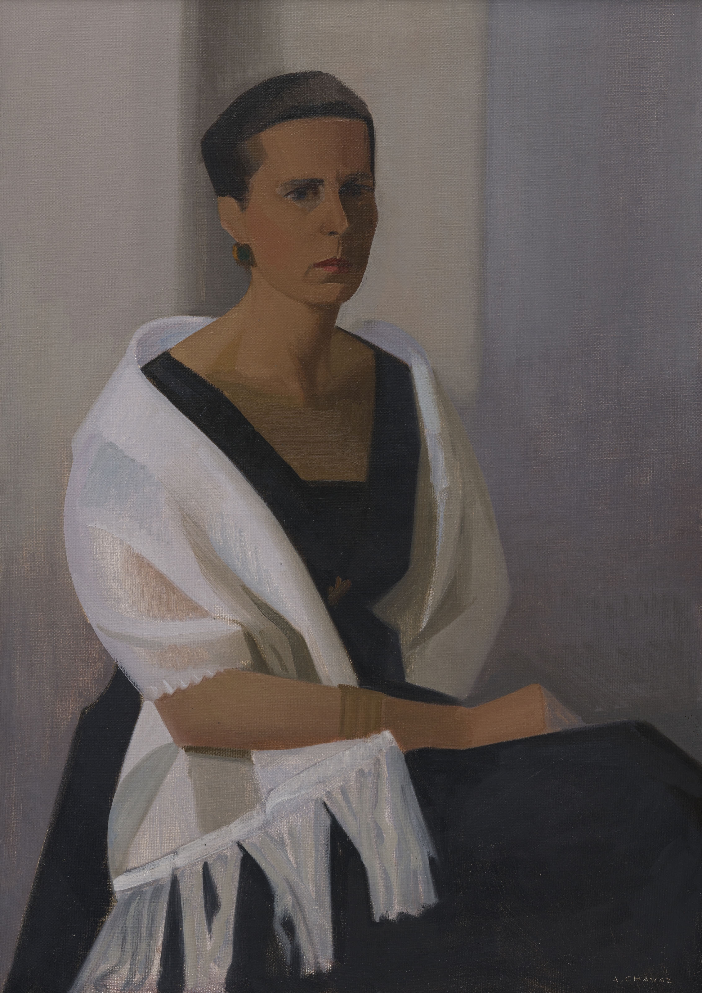 Artwork by Albert Chavaz, Madame Jean R, Made of oil on canvas; charcoal (3); charcoal and pen