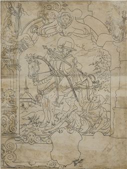 Saint Martin partageant son manteau avec un mendiant - Ludwig Ringler