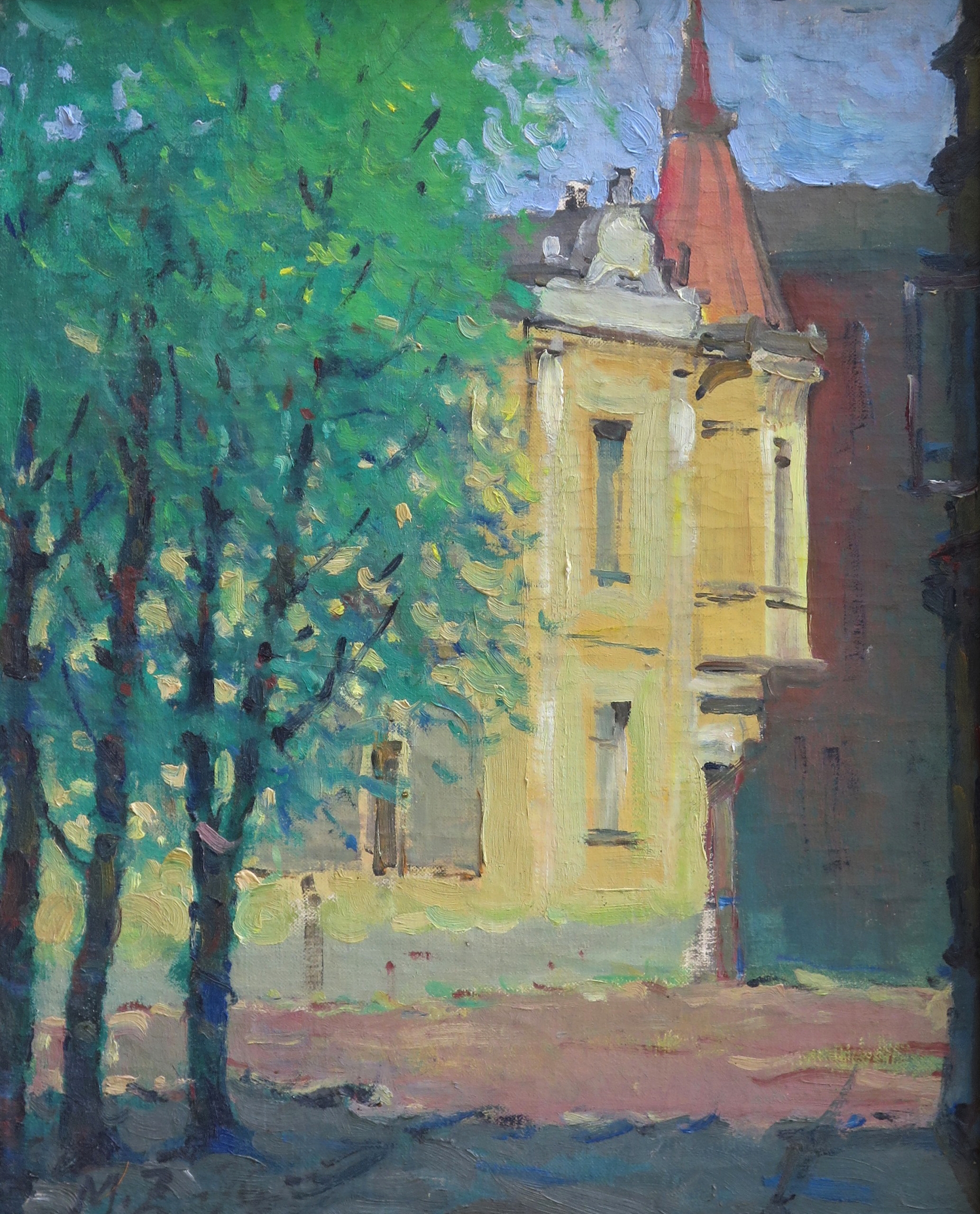 Artwork by Matīss Zavickis, Ieliņa Liepājā, Made of cardboard, oil
