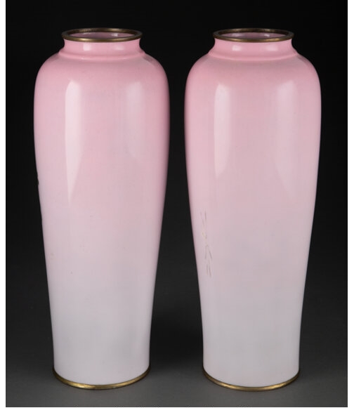 Artwork by Hattori Tadasaburō, A Pair of Tall Japanese Cloisonné Vases, Made of Cloisonné