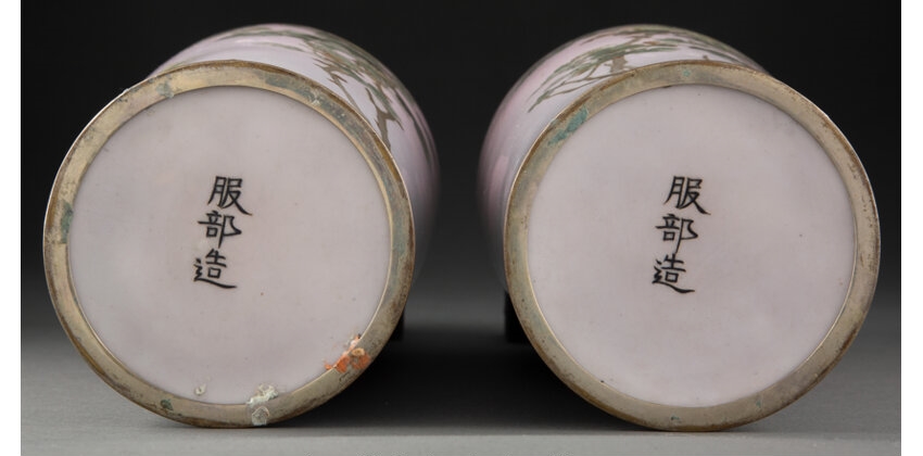 Artwork by Hattori Tadasaburō, A Pair of Tall Japanese Cloisonné Vases, Made of Cloisonné