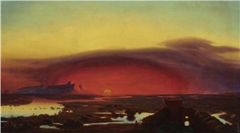 Die Pontinischen Sümpfe bei Sonnenuntergang - August Kopisch