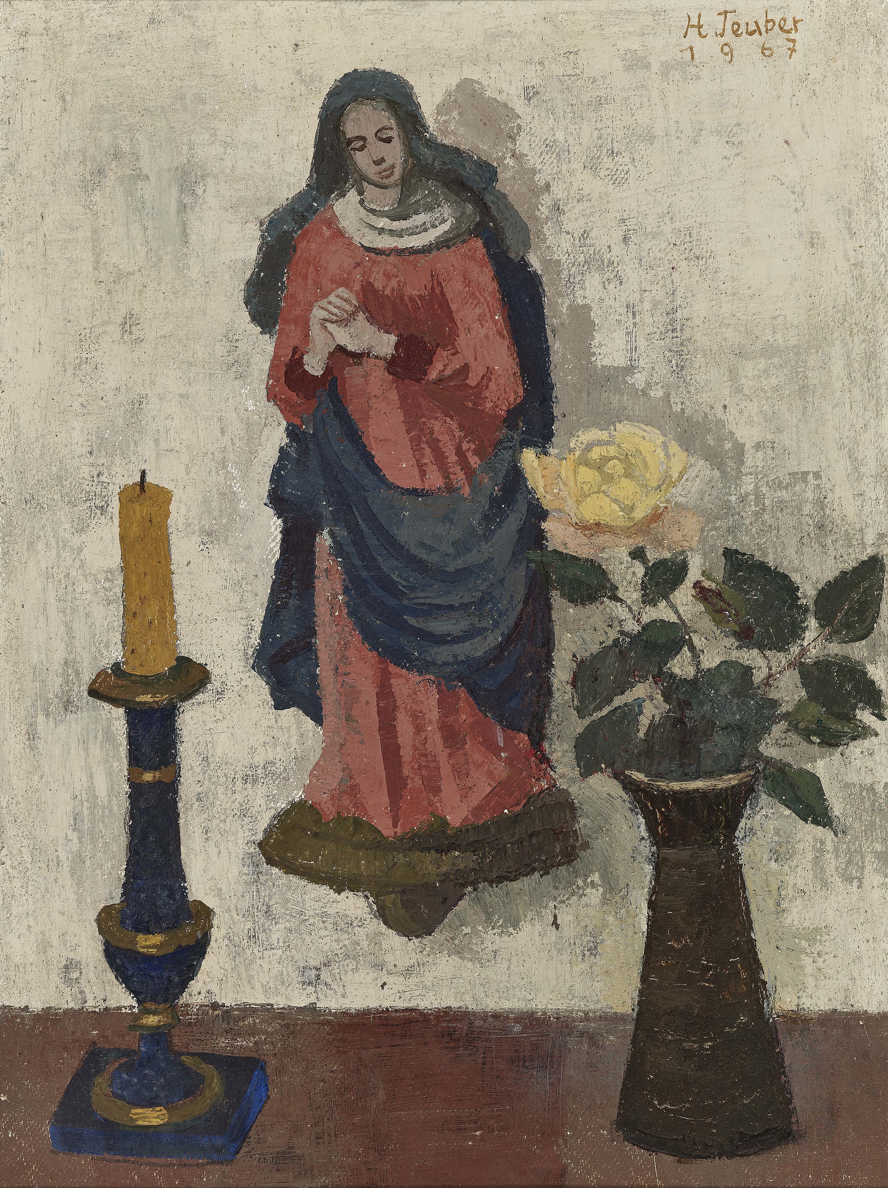 Stilleben mit fränkischer Madonna. by Hermann Teuber, 1894