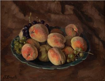 Still life with grapes and peaches - Fritz Bach