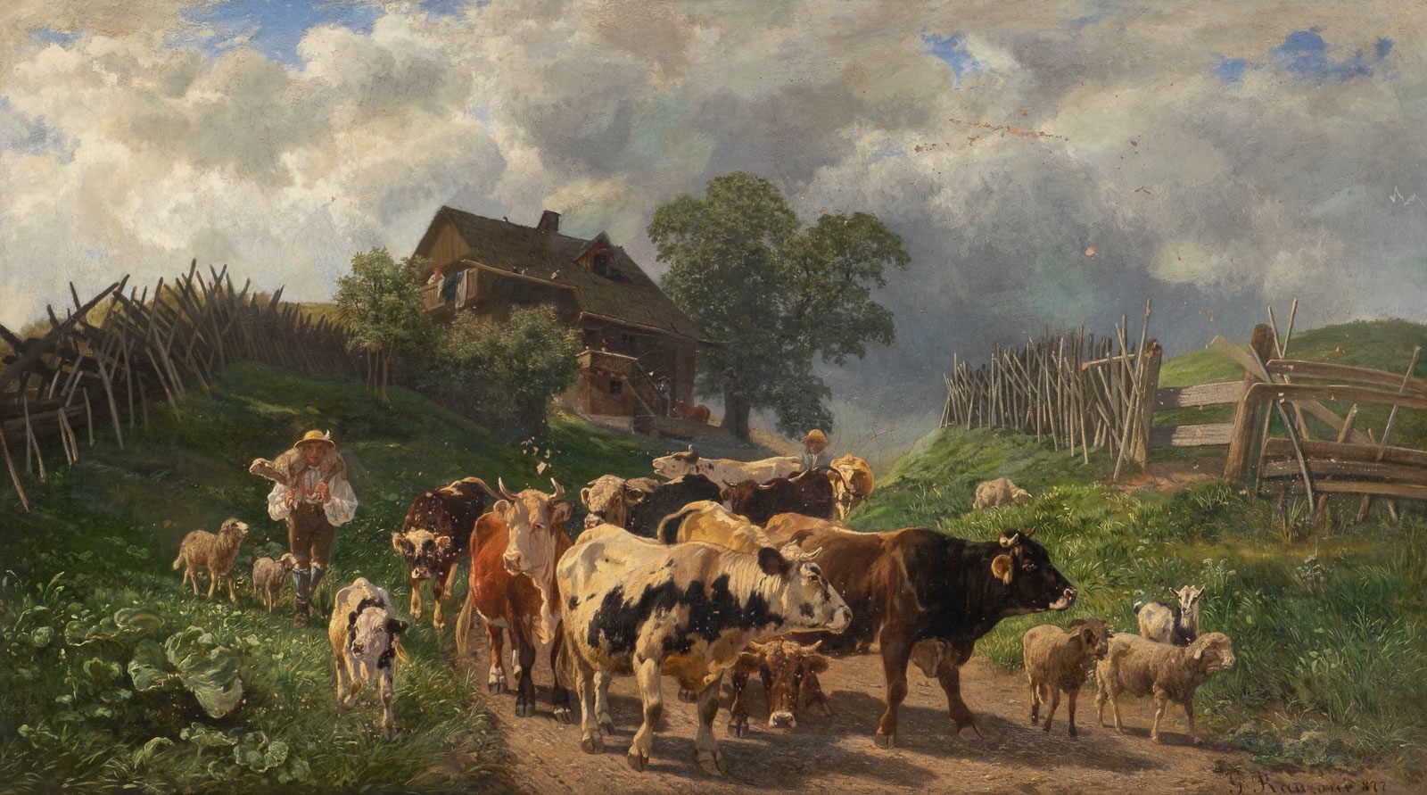 Gustav Ranzoni | Returning from the field whilst thunderstorm ...