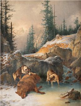 Bear hunt in winter forest - F W