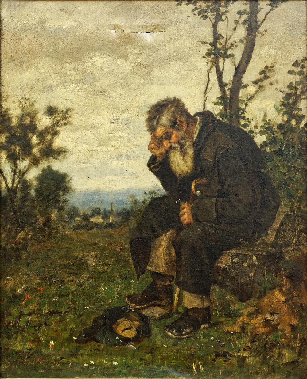 Artwork by John J. Hammer, Man seated in Contemplation, Made of oil on canvas