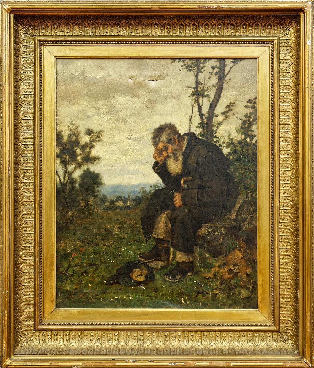 Artwork by John J. Hammer, Man seated in Contemplation, Made of oil on canvas