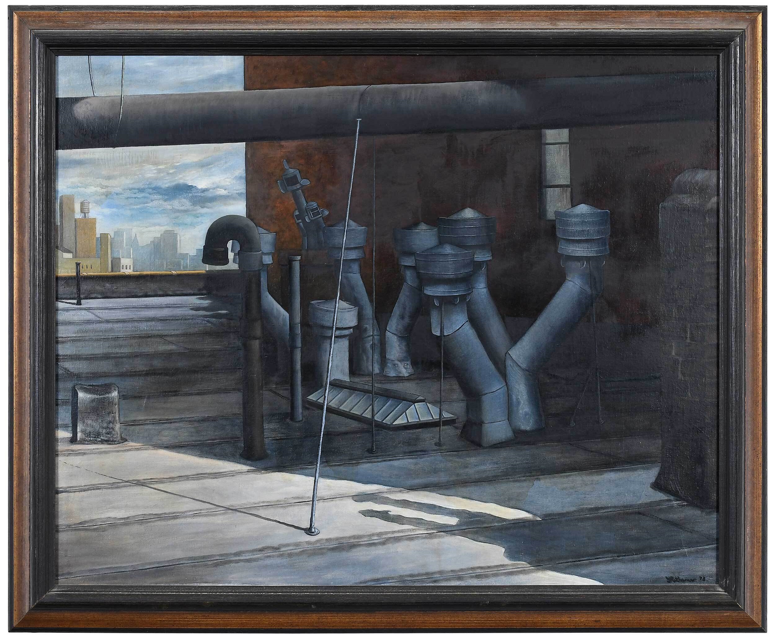 Artwork by Jan Rithamer, Rooftop Vents, Made of oil on canvas