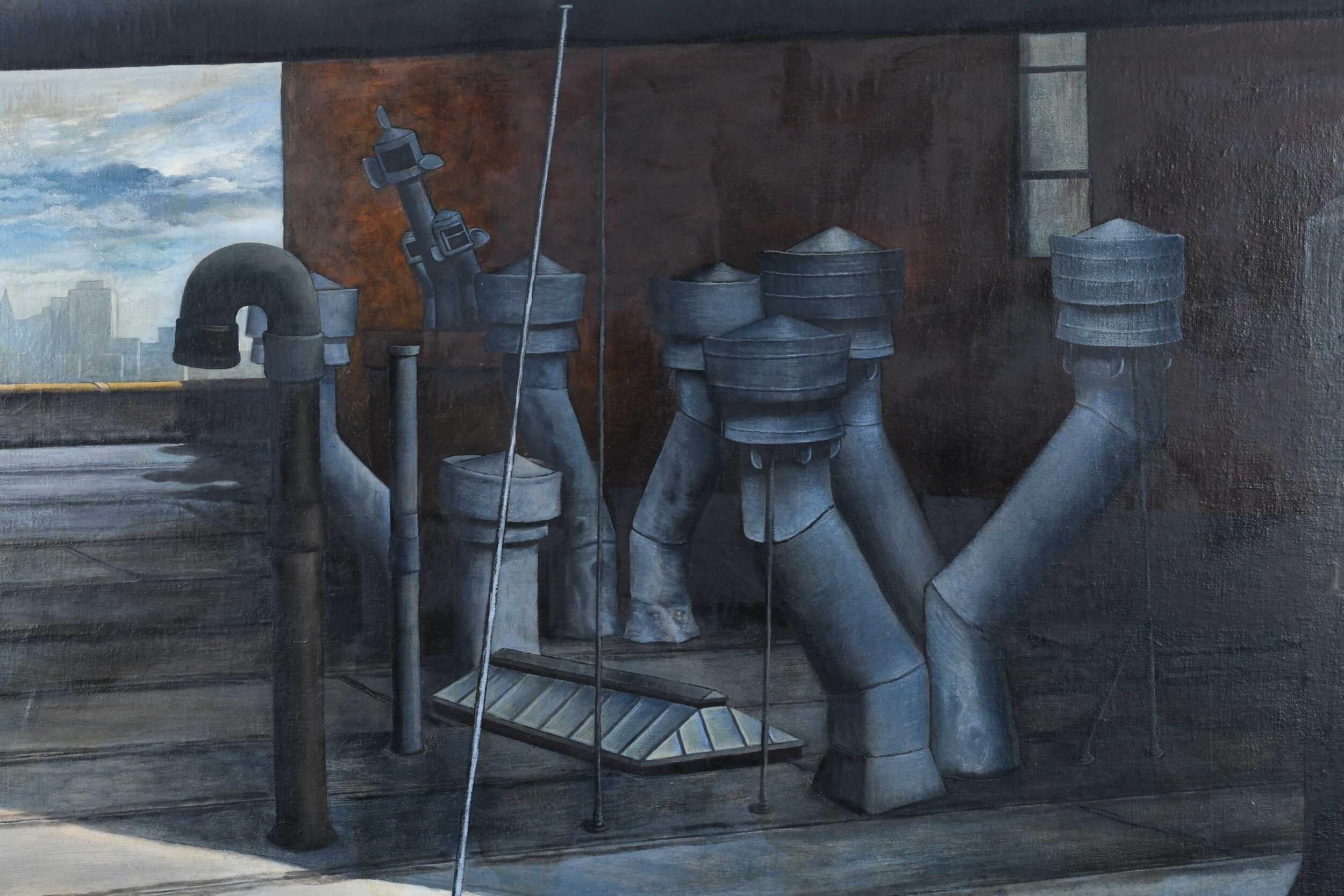Artwork by Jan Rithamer, Rooftop Vents, Made of oil on canvas
