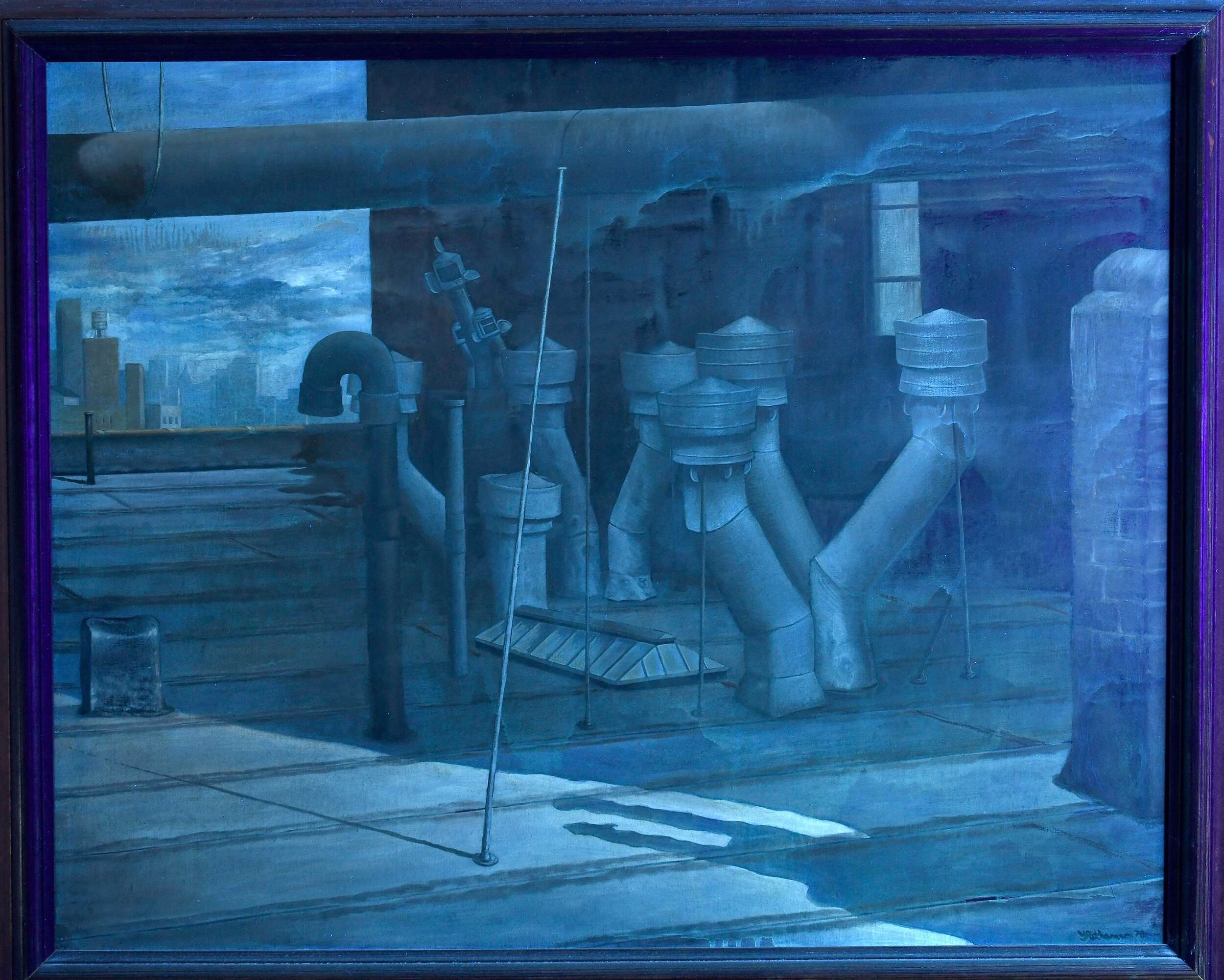 Artwork by Jan Rithamer, Rooftop Vents, Made of oil on canvas