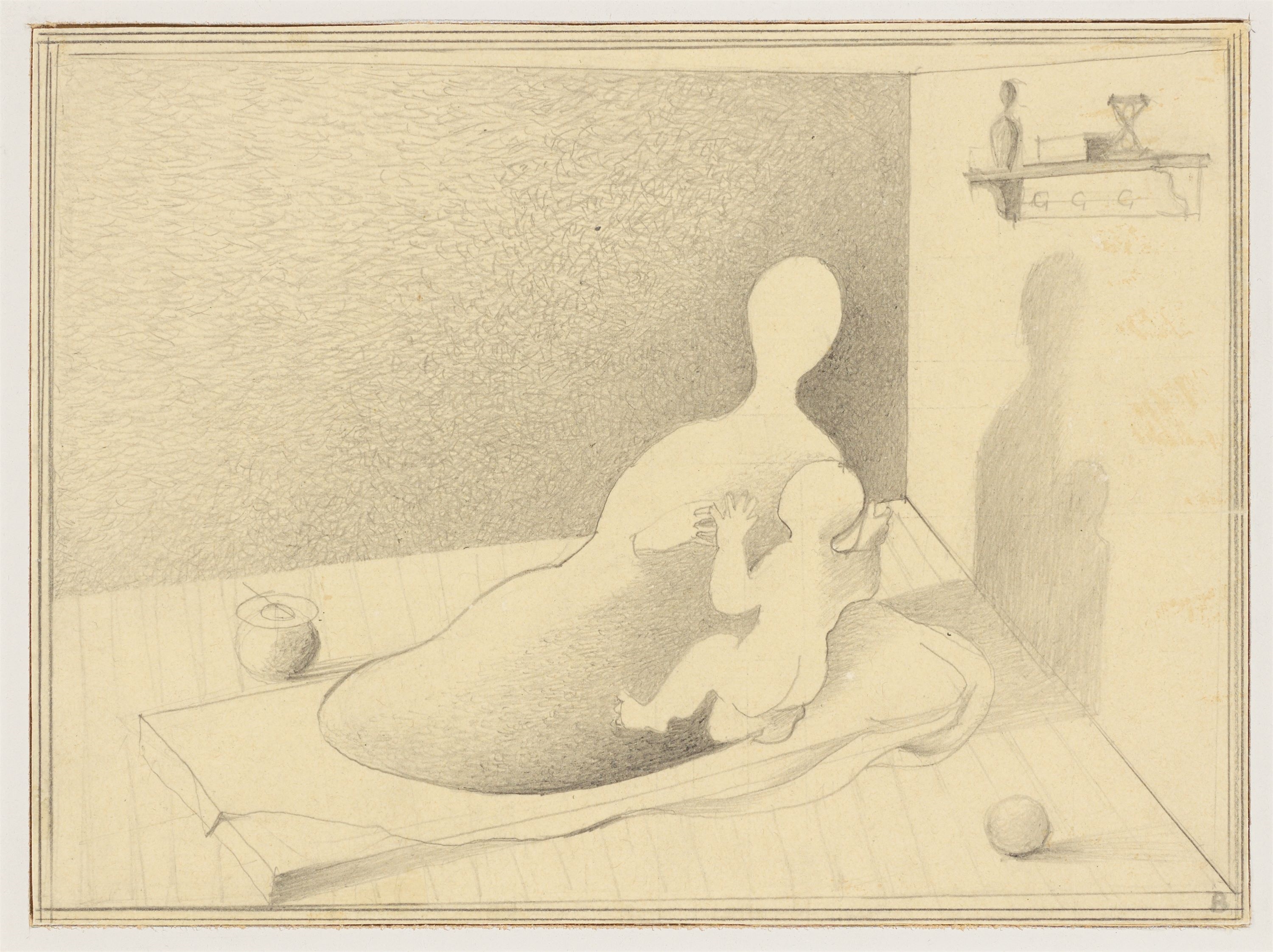 Artwork by Gottfried Brockmann, ”Die heilige Familie”., Made of Pencil on cardboard