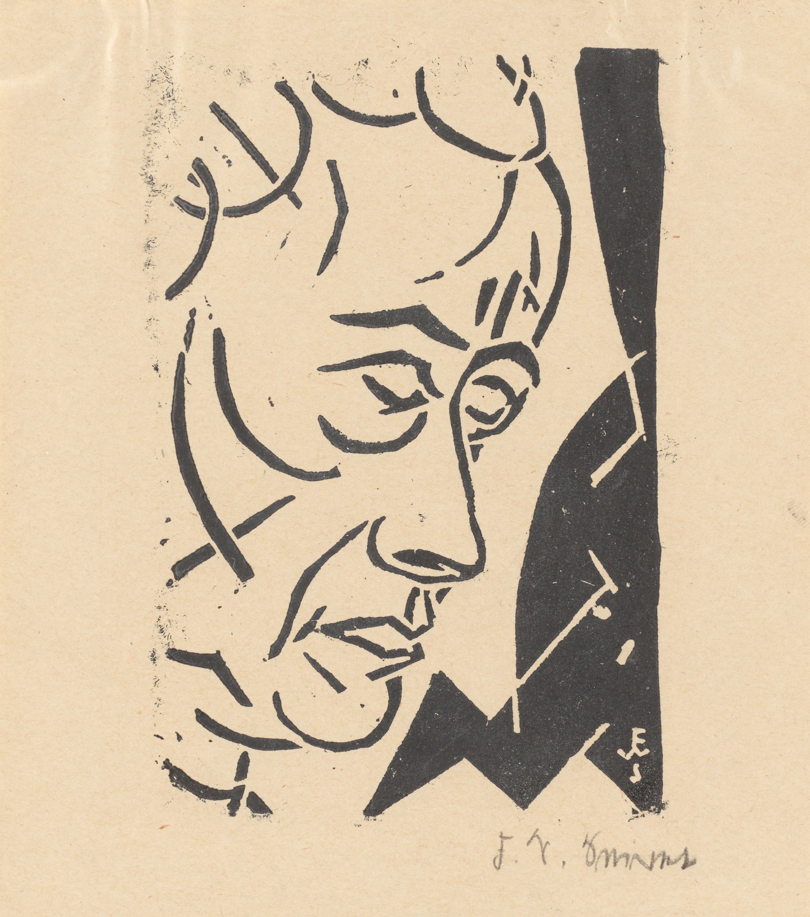 Artwork by Franz Wilhelm Seiwert, Profilkopf., Made of Woodcut on paper