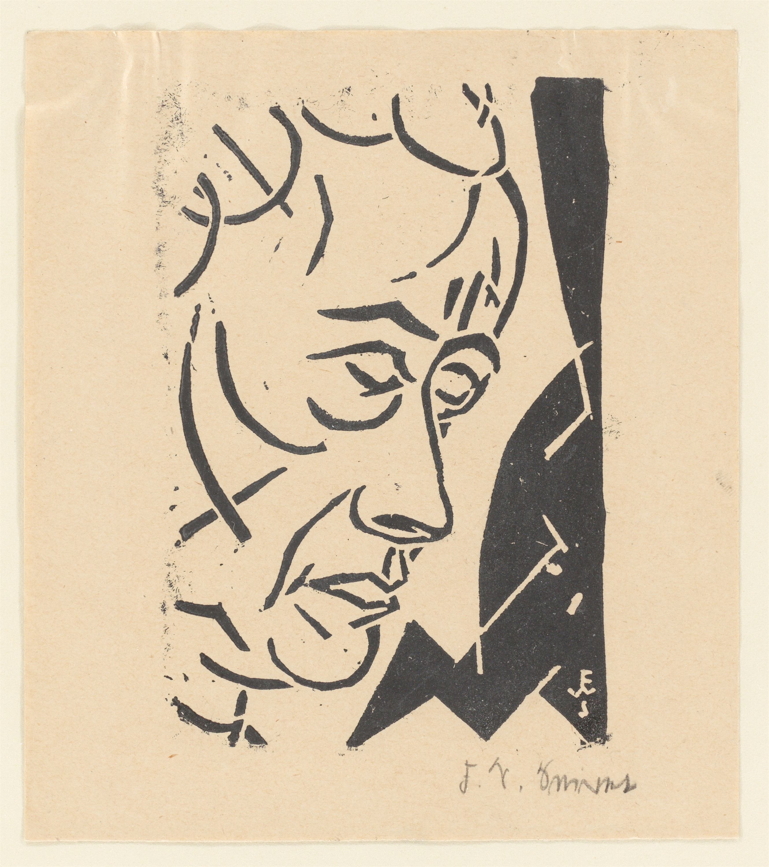 Artwork by Franz Wilhelm Seiwert, Profilkopf., Made of Woodcut on paper