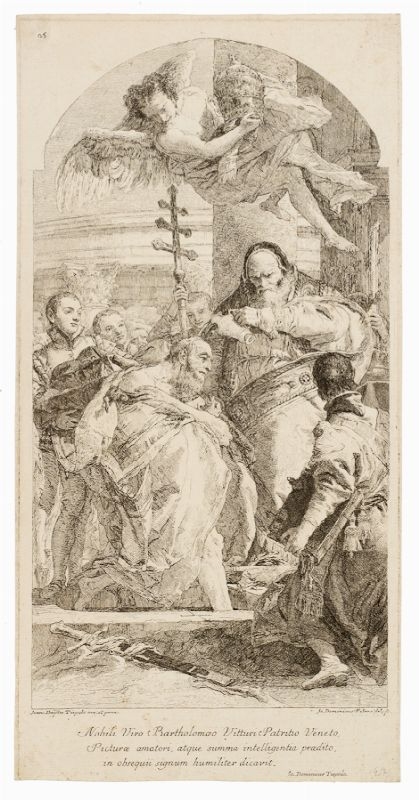 Artwork by Giovanni Domenico Tiepolo, Il battesimo dell'imperatore Costantino., Made of Etching,on laid paper
