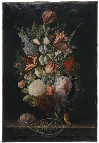 STILL LIFE WITH FLOWERS, BIRD AND BUTTERFLY by Anthony Oberman