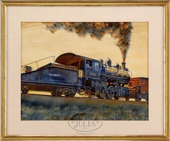 LOCOMOTIVE AND TENDER - Francis Wenderoth‏ Saunders