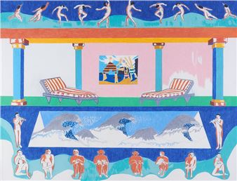 Jane Kaplowitz "Art in the Solarium" Colored Pencil 1979 - Jane Kaplowitz