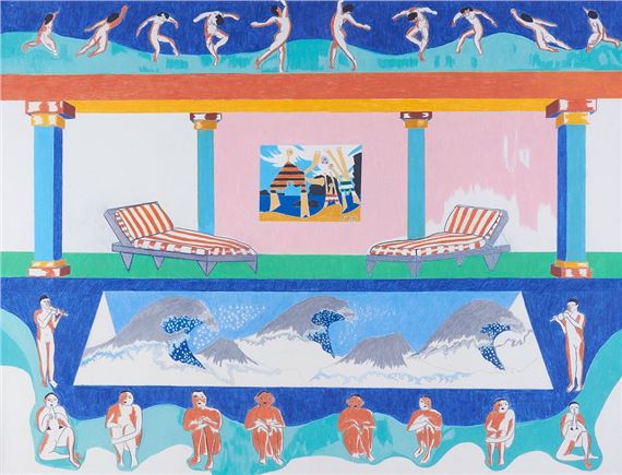 Jane Kaplowitz "Art in the Solarium" Colored Pencil 1979 - Jane Kaplowitz