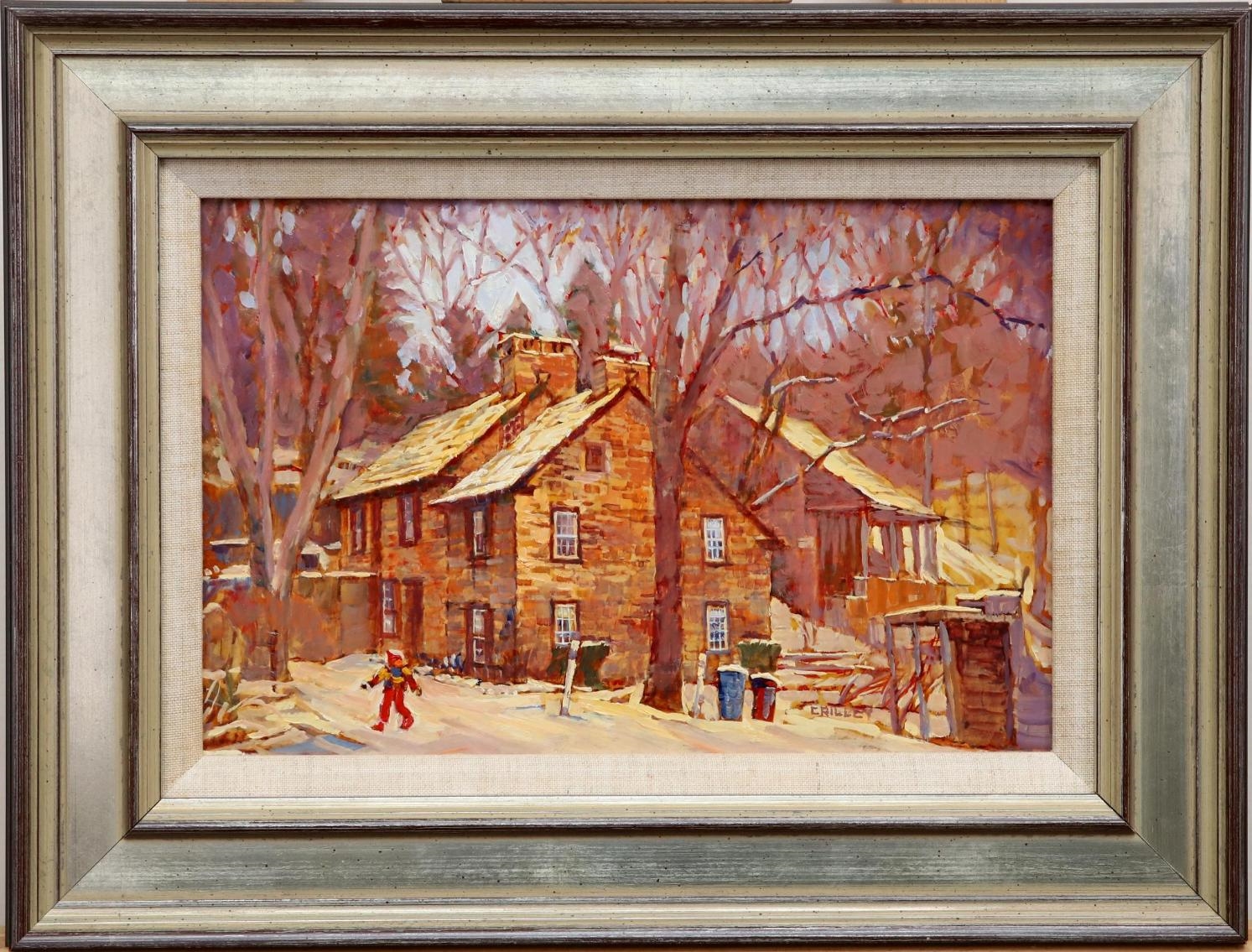 Artwork by Joseph Crilley, Stone House, Winter, Made of Oil on board