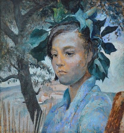 VOLTO DI ADOLESCENTE IN UN PAESAGGIO, INIZI ANNI '30 by Paolo Ghiglia