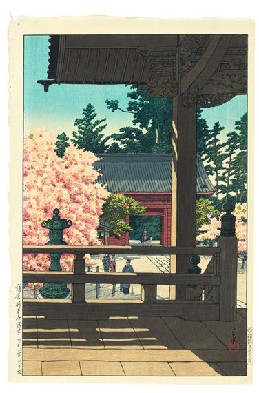 Kamakura Myohonji kaido (Malus Halliana at Myohonji, Kamakura) by Hasui Kawase, 1930