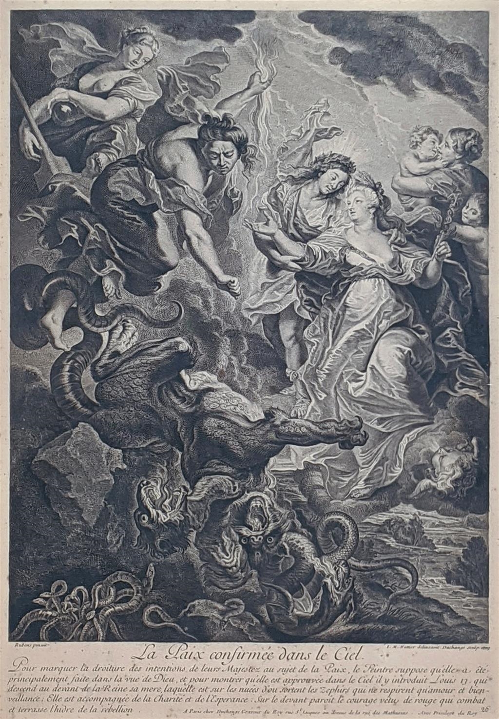 Artwork by Peter Paul Rubens, La Paix confirmée dans le Ciel (The Final Reconciliation), Made of engraving