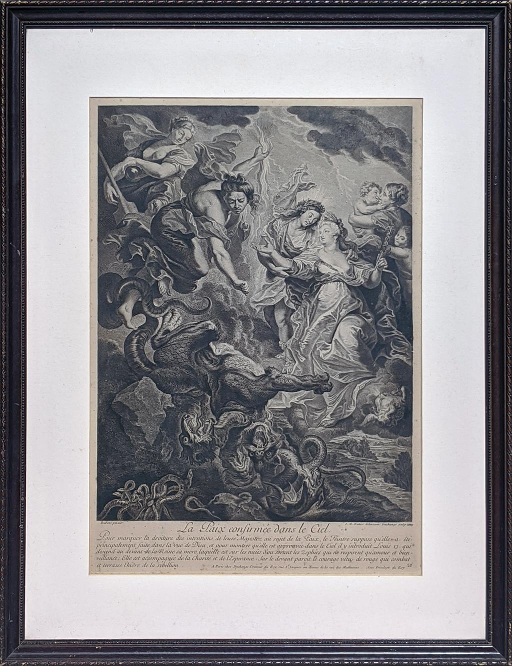 Artwork by Peter Paul Rubens, La Paix confirmée dans le Ciel (The Final Reconciliation), Made of engraving