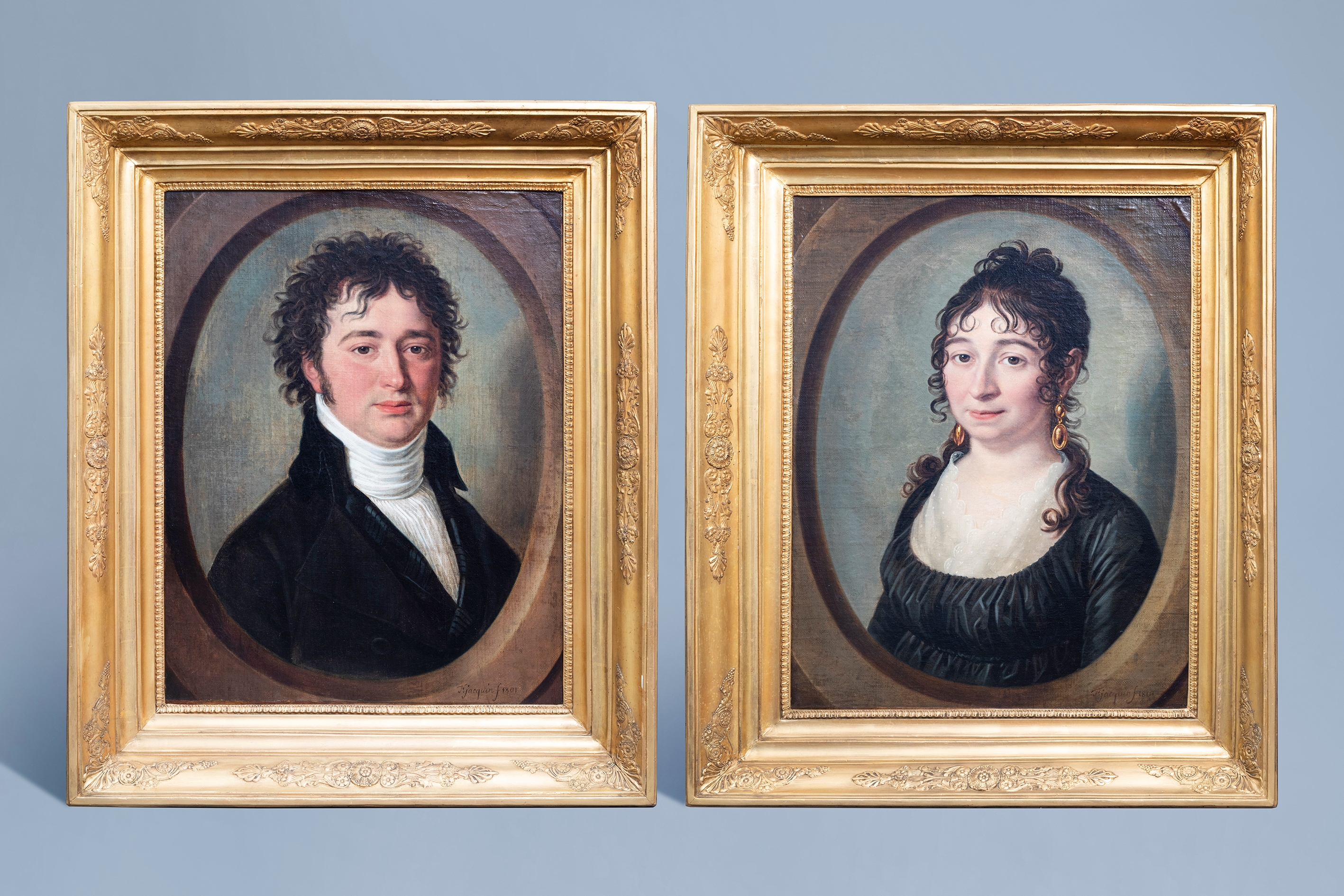 Portraits of L.B. Nillis and his wife Jeanne Marie Carolina Van Meerbeeck by François Jacquin