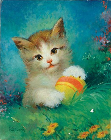 KITTEN WITH BALL by Florence A. Kroger