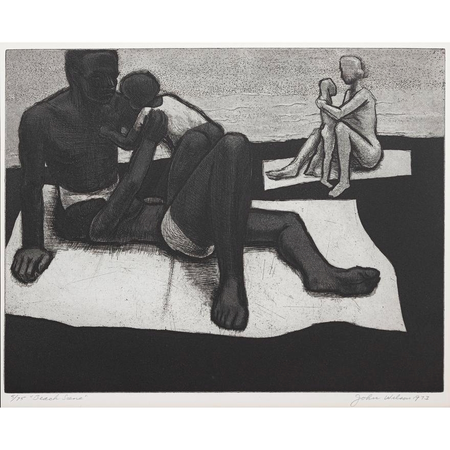 Artwork by John Woodrow Wilson, Beach Scene, Made of etching on cream wove paper