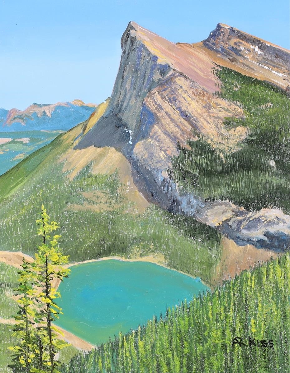 Artwork by Andrew Kiss, EAST END - RUNDLE (HA LING PEAK), Made of oil on canvas