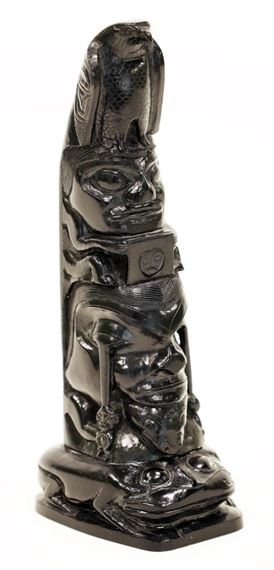 FIVE FIGURE TOTEM (EAGLE, HUMAN, SHAMAN, OTTER AND FROG) by Arthur Moody, 1958