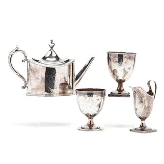 A New York Coin Silver Three-Piece Tea Service - John Vernon
