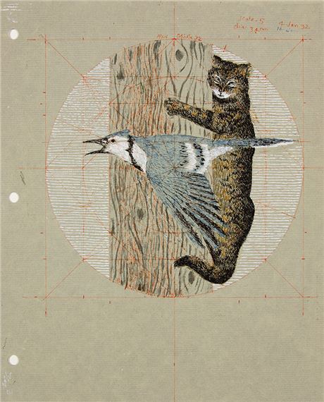 Study for Blue Jay and Cat by Alex Colville, Jan. 92