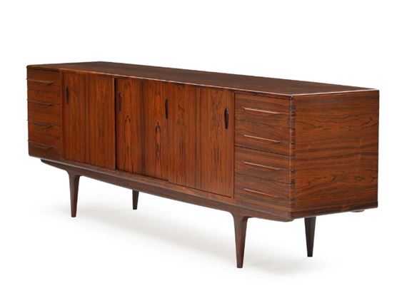 A rosewood sideboard with drawers and cabinets with sliding doors - Johannes Andersen