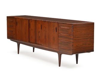 A rosewood sideboard with drawers and cabinets with sliding doors - Johannes Andersen