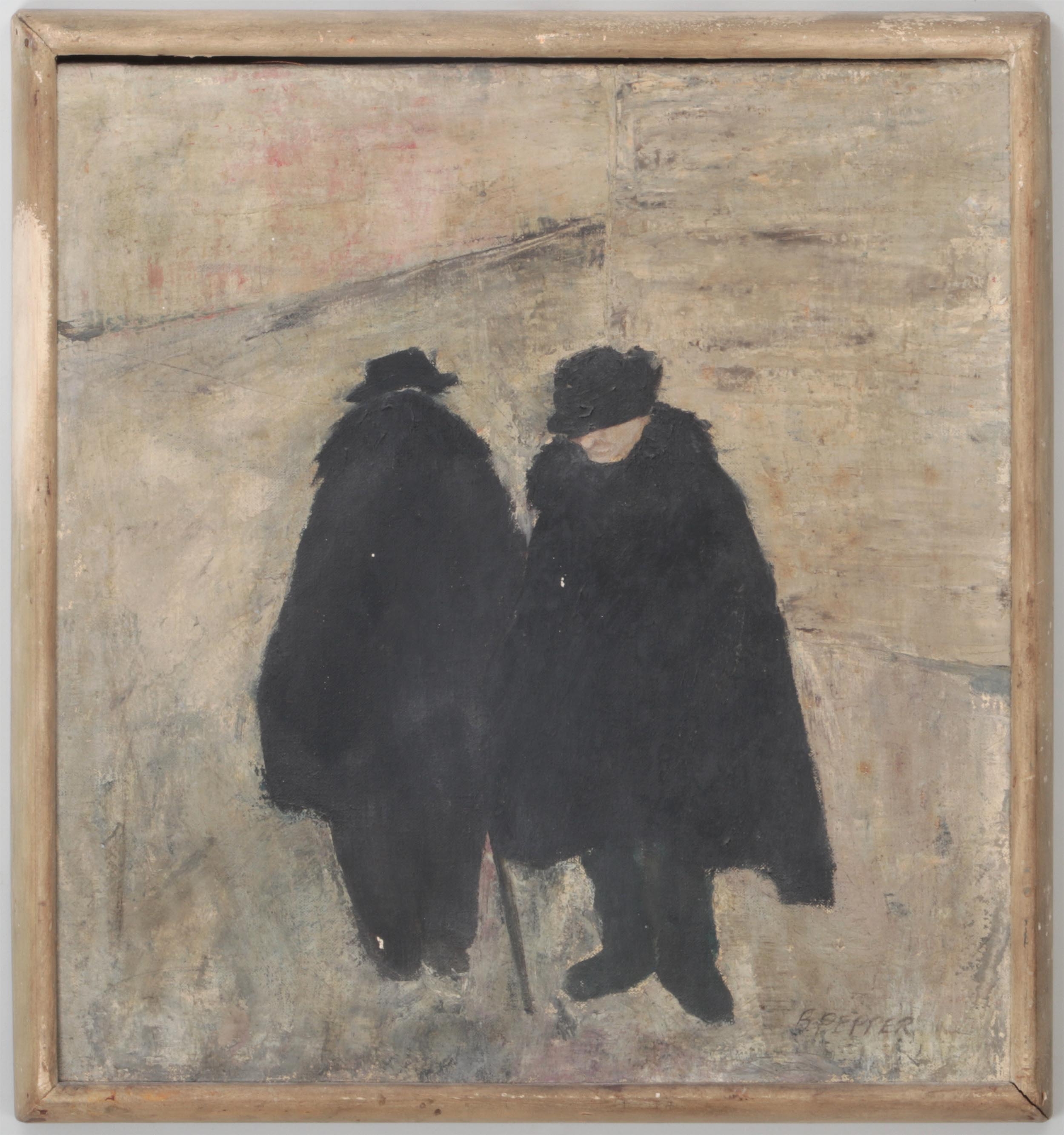 Artwork by Beverly Pepper, Two shadowy figures, Made of oil on canvas