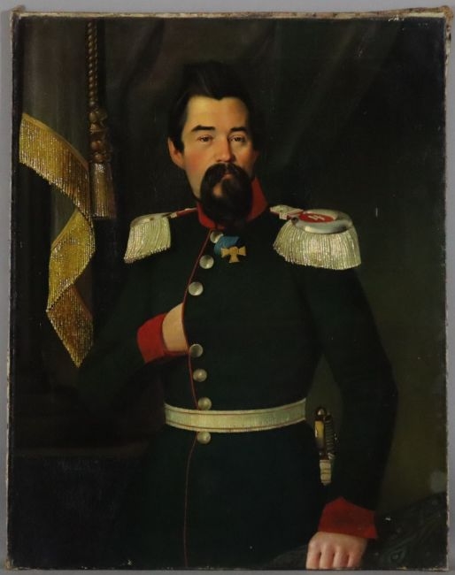 Artwork by Julius Gottfried Lüttgens, Bildnis des W. v. Schmid - Major u. Commandeur des 4ten Schlesw. Holst. Jäger Corps, Made of oil on canvas
