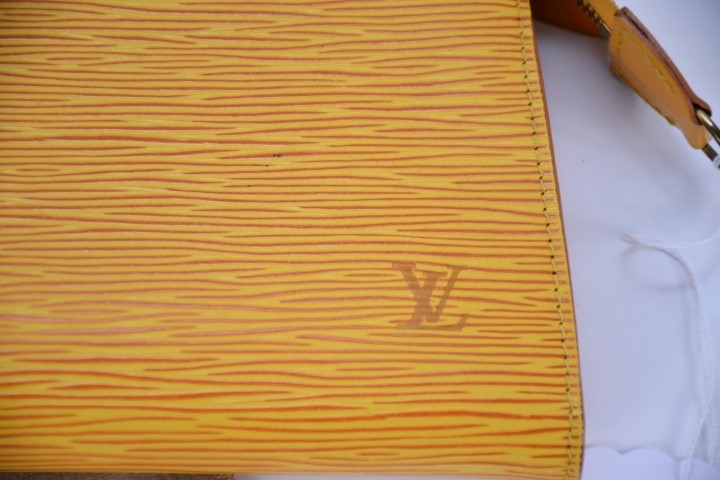 Authentic Louis Vuitton Orange Epi Leather Pochette Bag
