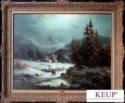 Winterlandschaft mit Personenstaffage by Ludwig Muninger
