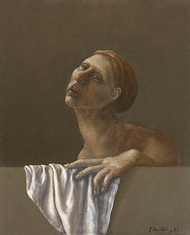 Artwork by Gisela Breitling, Die andere Maja auf dem Balkon, Made of Oil / canvas