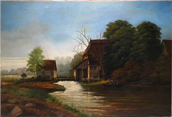 Bauernhof am Fluss - Emil Ebner
