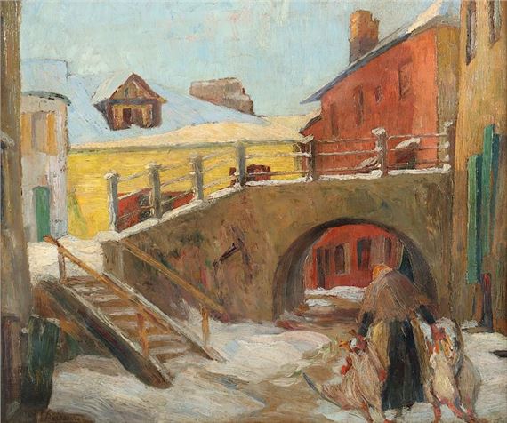 "Straßenszene in einer Kleinstadt" by Friedrich August Herkendell