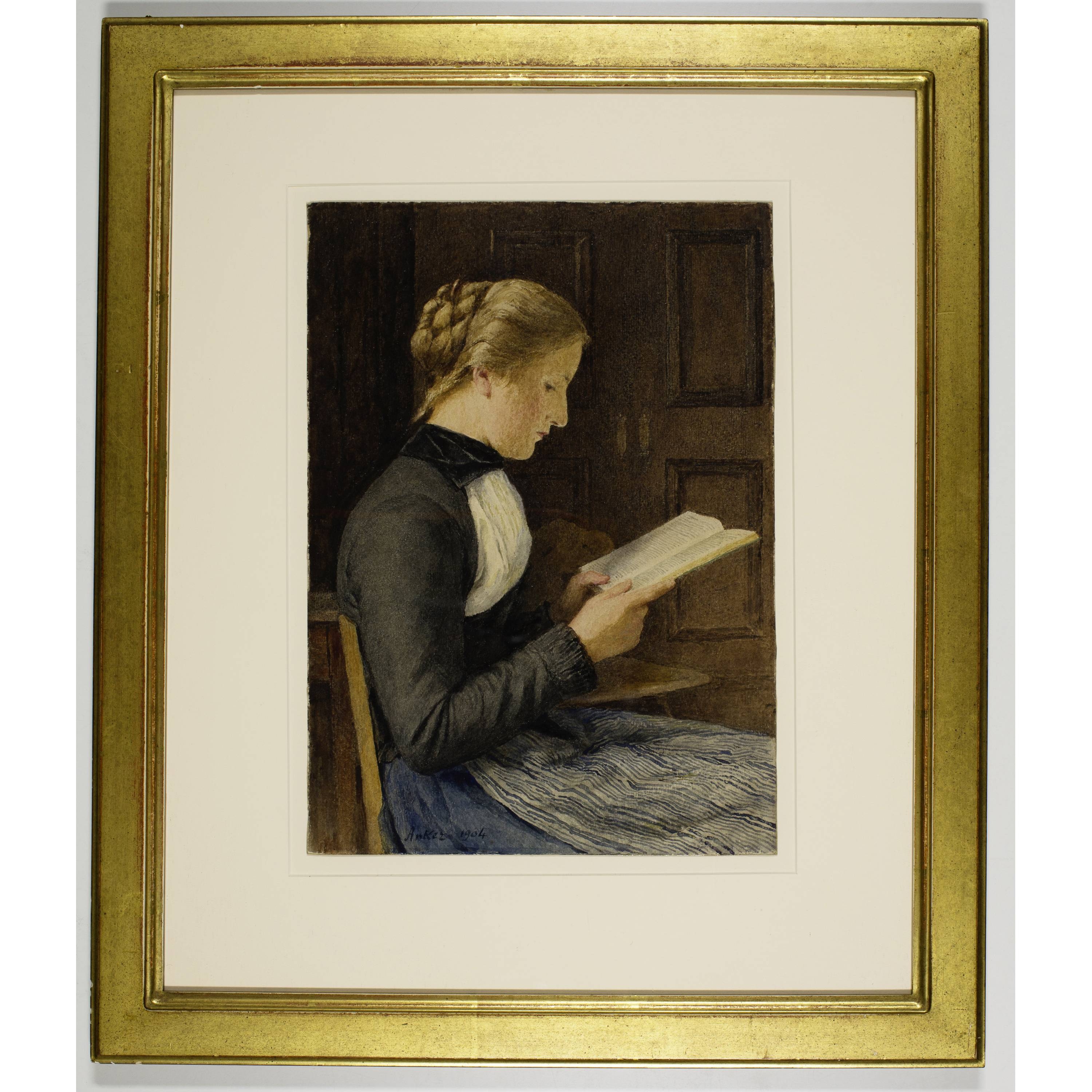 Lesende junge Frau / Lesendes Mädchen by Albert Anker, 1904
