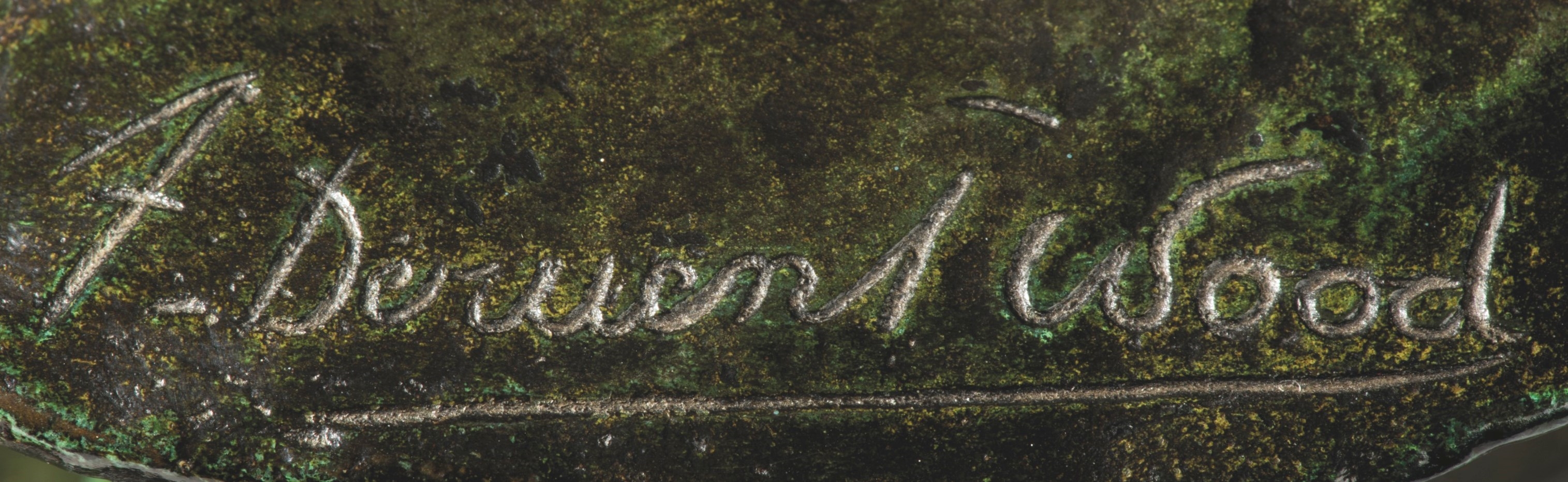 Artwork by Francis Derwent Wood, Venus and Apollo, Made of marble plinthbronze, green brown patina