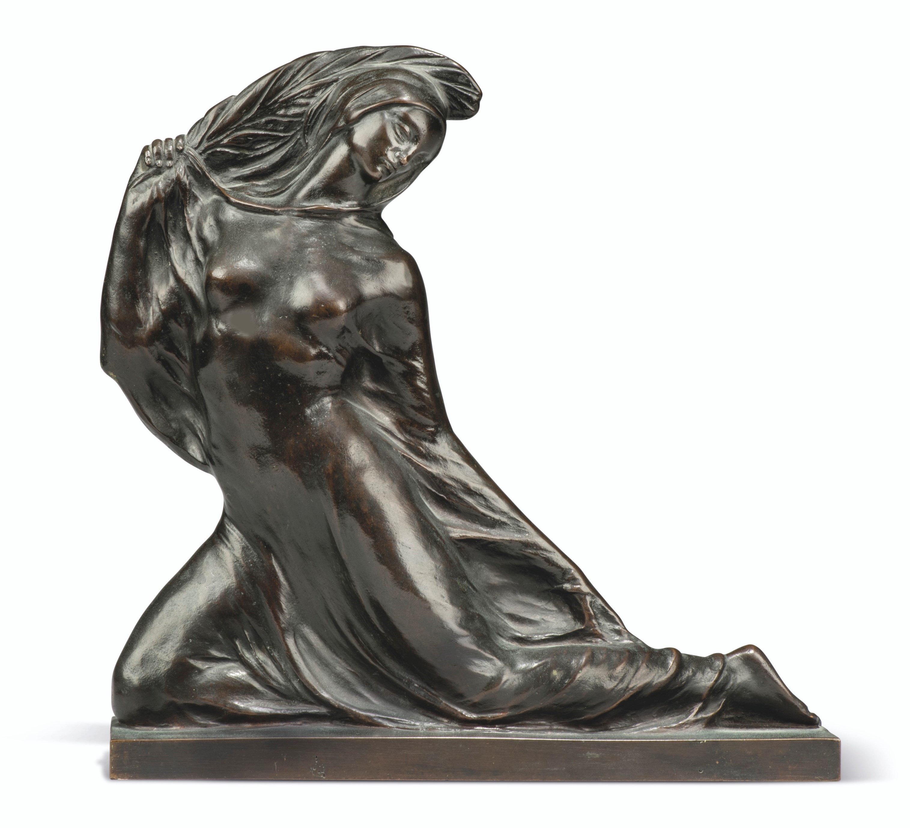 Artwork by Richard Garbe, The Palm Dance, Made of bronze, patinated dark brown